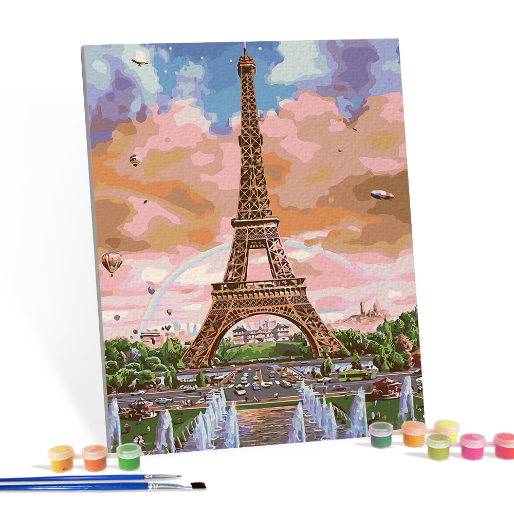 아이러브페인팅 DIY캔버스형 그림그리기 40x50cm 에펠탑과 열기구