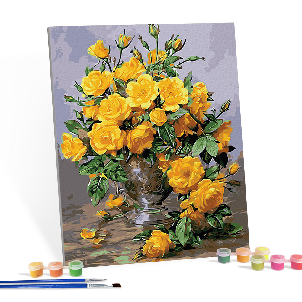 아이러브페인팅 DIY캔버스형 그림그리기 40x50cm 노란장미의 향기