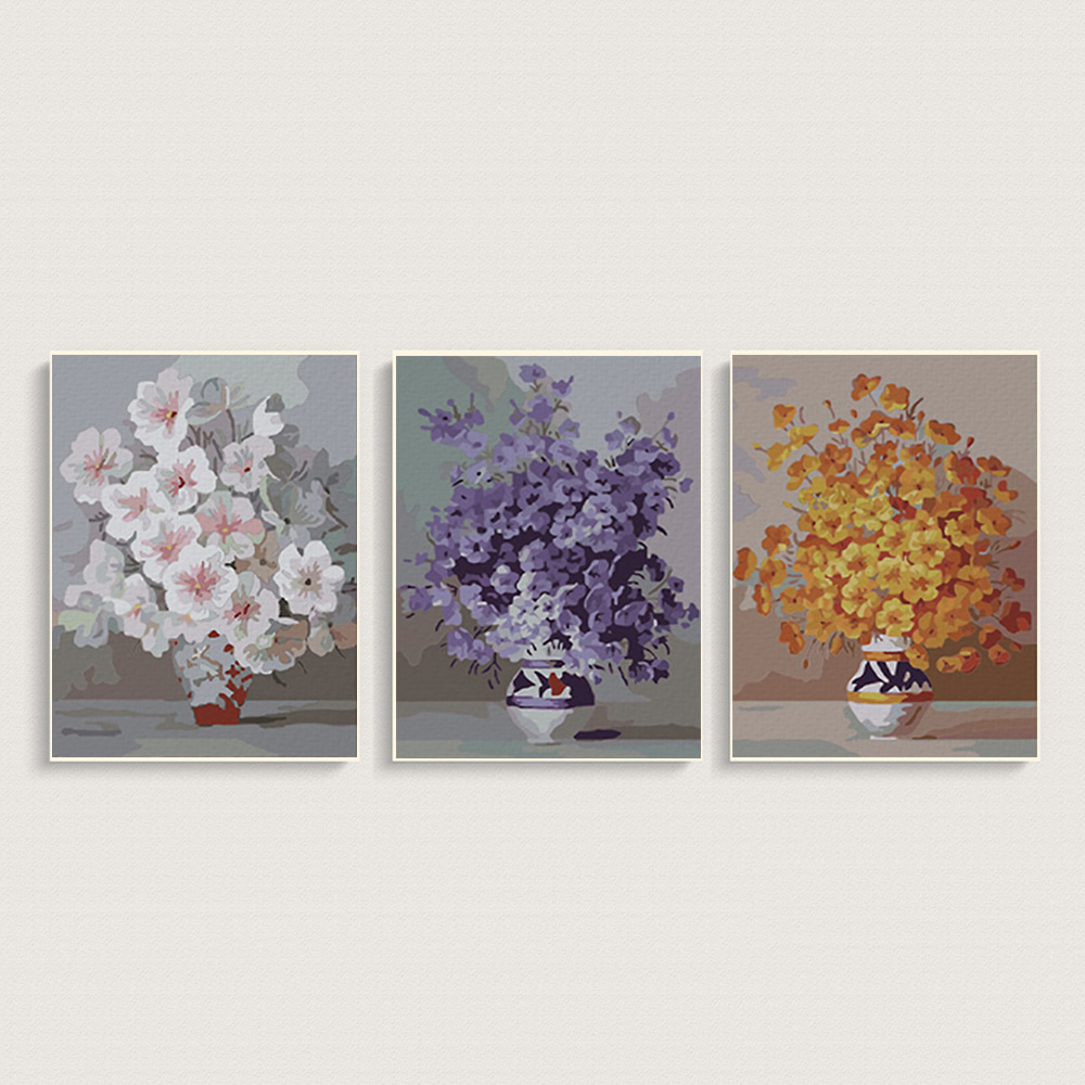 [행사]아이러브페인팅 DIY캔버스형 3단세트 그림그리기 40x50cm 화사한꽃병