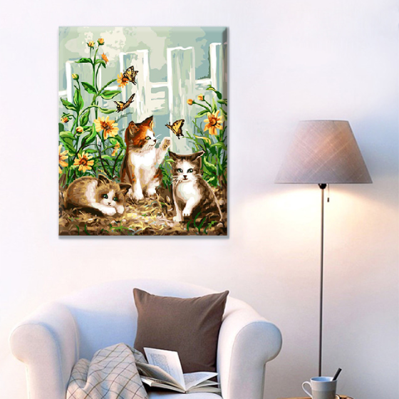 아이러브페인팅 DIY 그림그리기 4050 고양이삼형제 명화 유화 색칠 취미