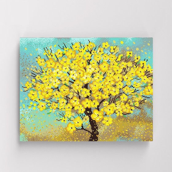 아이러브페인팅 DIY캔버스형 보석십자수 40x50cm 행운의 노란꽃나무