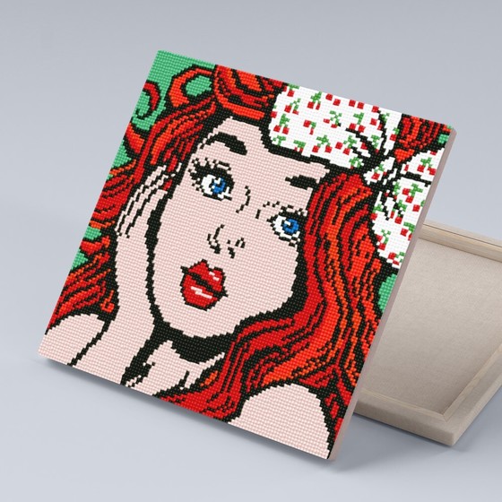 아이러브페인팅 DIY캔버스형 보석십자수 30x30cm 빨간머리소녀