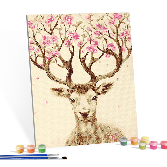 아이러브페인팅 DIY캔버스형 그림그리기 40x50cm 분홍꽃사슴