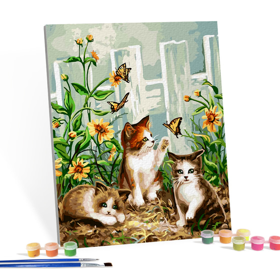 아이러브페인팅 DIY캔버스형 그림그리기 40x50cm 고양이삼형제